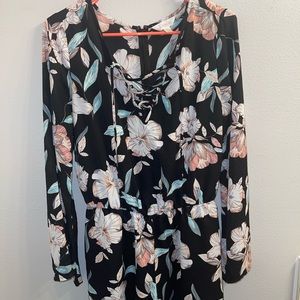 Floral, zip-up romper